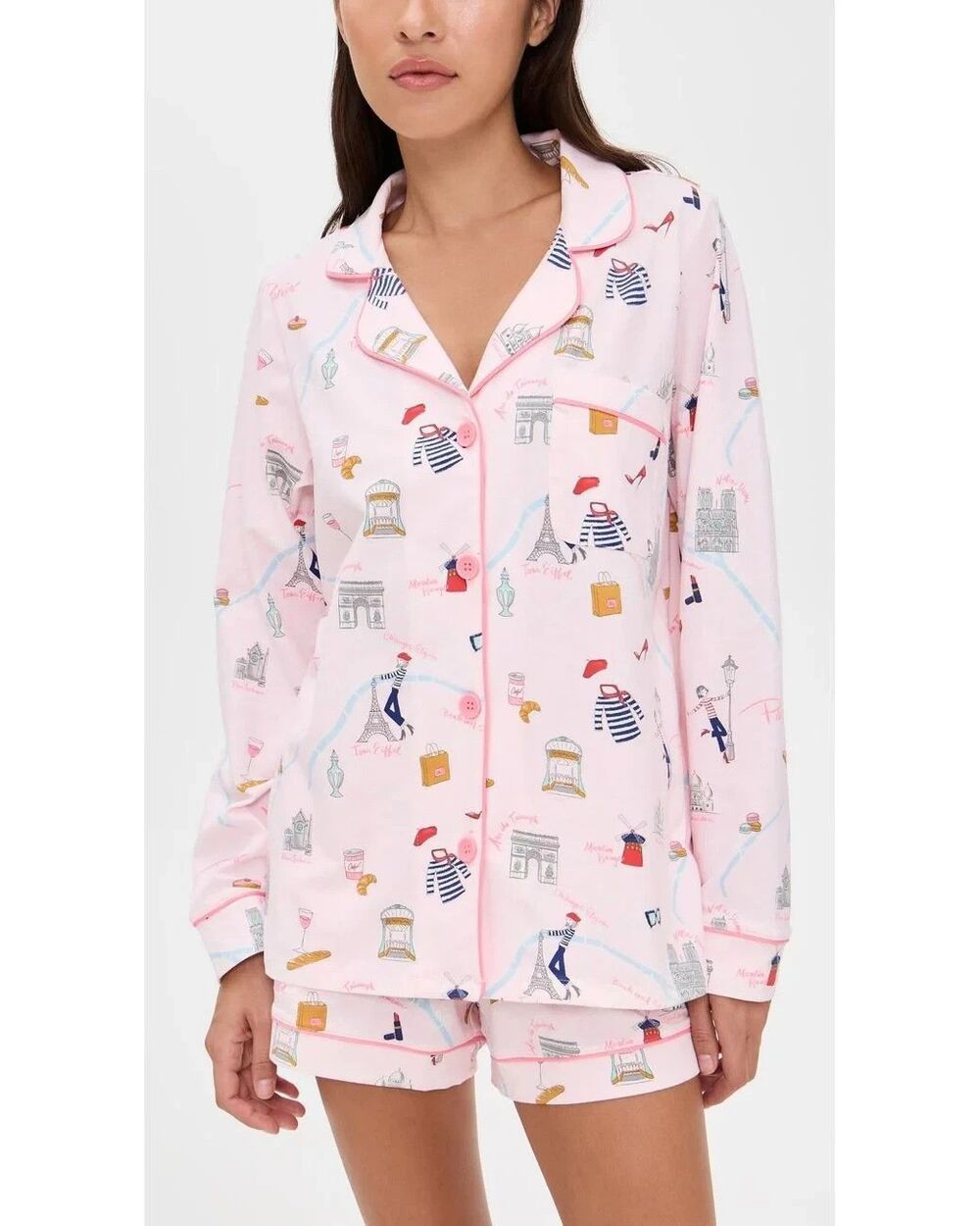 BedHead - Stretch Short Sleeve Shorty PJ Set - 48 Hrs In Paris - Extra Large